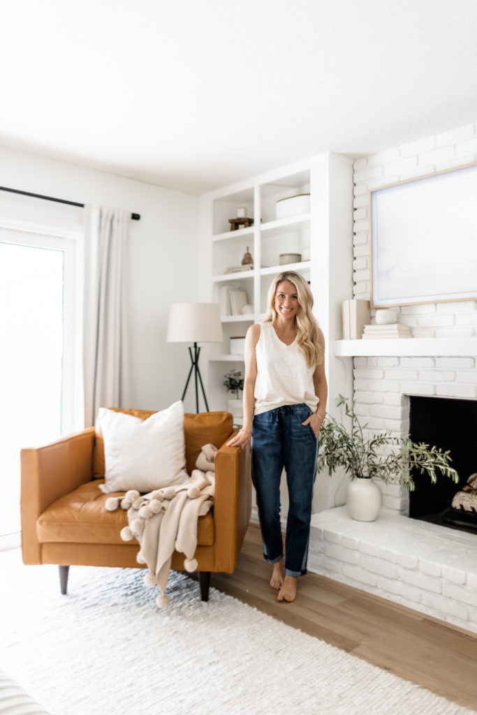 Comfort and Style at Home: Five Pieces I Added to my Wardrobe Recently - Halfway Wholeistic; Click here to see stylish wardrobe pieces I'm wearing on Halfway Wholeistic! When I’m at home being comfy is a priority! I’ve been wearing the same five outfits so I thought I would mix it up! I ordered cute and comfortable pieces from Walmart and they’ve been the perfect additions to my wardrobe. These can be perfect jeans outfit for work at home. Lounge wear stylish summer is key. I am wearing crewneck pullover sweater and jogger pants outfit casual street styles.