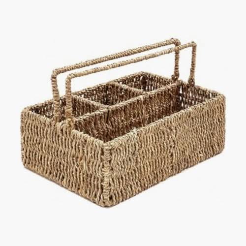 Woven seagrass caddy with handle